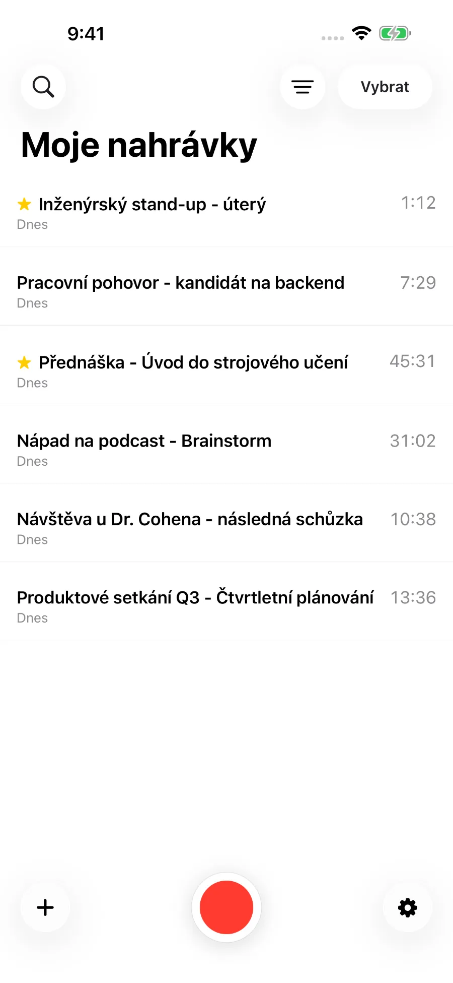 Knihovna ToText s uloženými nahrávkami.