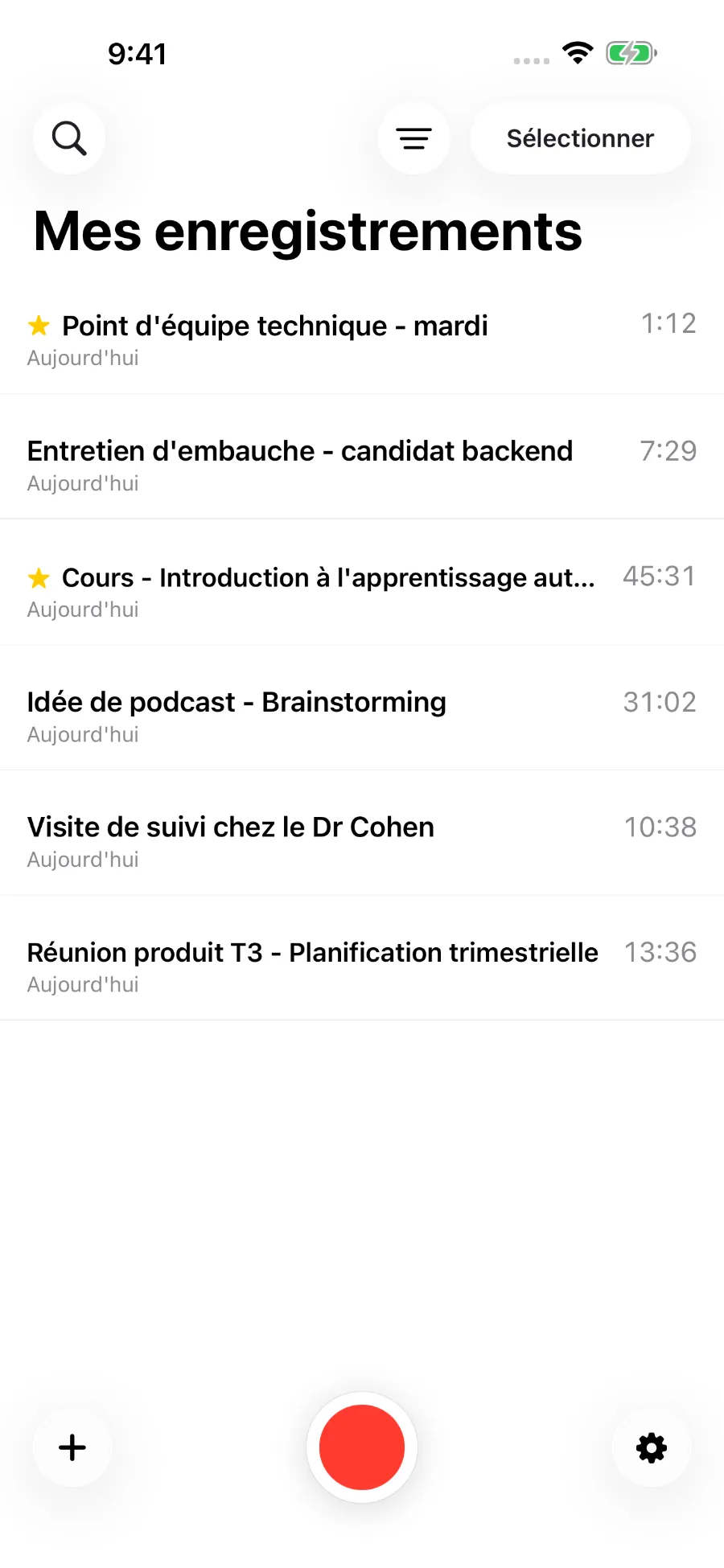 La bibliothèque ToText avec les enregistrements sauvegardés.