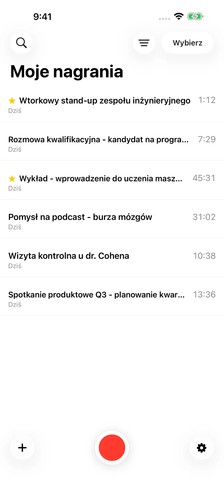 Biblioteka ToText z zapisanymi nagraniami.