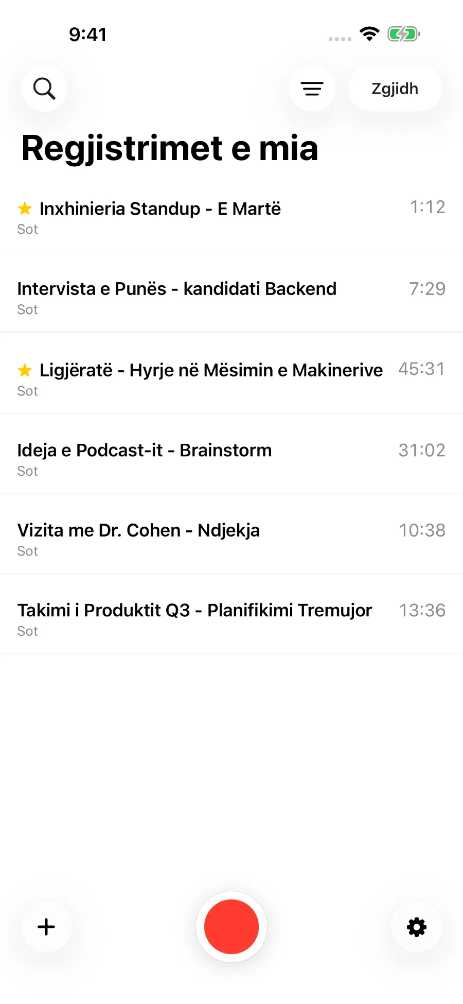 Biblioteka e ToText me regjistrime të ruajtura.