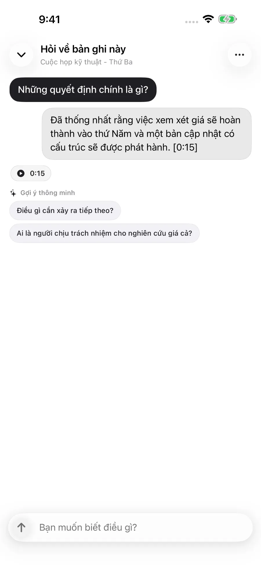 ToText trả lời câu hỏi về một bản ghi và liên kết câu trả lời với một mốc thời gian.